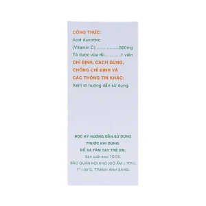 Thuốc Vitamin C MKP 500mg Mekophar phòng và điều trị bệnh Scorbut (20 vỉ x 10 viên)