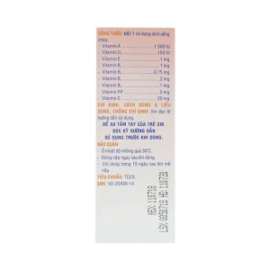 Dung dịch uống Vitarals Pharmedic phòng ngừa và điều chỉnh tình trạng thiếu hụt Vitamin (20ml)