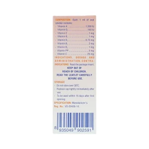 Dung dịch uống Vitarals Pharmedic phòng ngừa và điều chỉnh tình trạng thiếu hụt Vitamin (20ml)