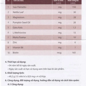 Viên uống Vit Hair Men Galien hỗ trợ giảm rụng tóc dành cho nam giới (4 vỉ x 15 viên)