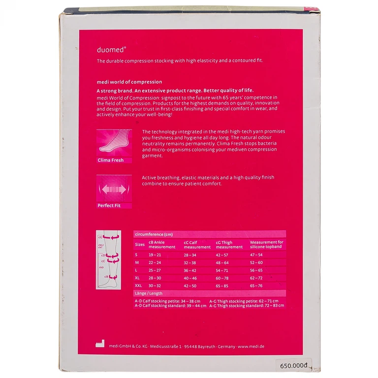 Vớ gối y khoa Duomed size L hỗ trợ điều trị suy tĩnh mạch, phù chân, đau nhức chân
