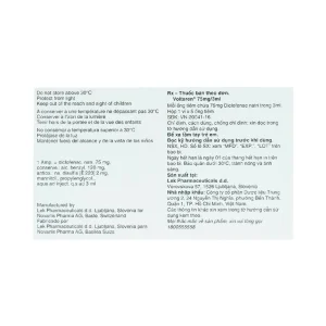 Thuốc tiêm Voltaren 75mg/3ml Novartis điều trị đợt cấp viêm và thoái hóa thấp khớp (1 vỉ x 5 ống x 3ml)