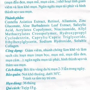 Gel VP Mader 15g Gamma làm khô và hỗ trợ trị các loại mụn bọc, mụn mủ, mụn đầu đen