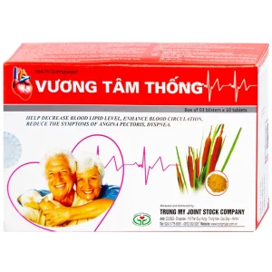 Viên nén Vương Tâm Thống Hồng Bàng hạ lipid máu, giảm triệu chứng đau thắt ngực, khó thở (3 vỉ x 10 viên)