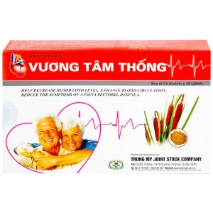 Viên nén Vương Tâm Thống Hồng Bàng hạ lipid máu, giảm triệu chứng đau thắt ngực, khó thở (3 vỉ x 10 viên)