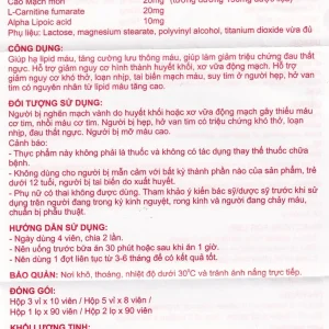 Viên nén Vương Tâm Thống Hồng Bàng hạ lipid máu, giảm triệu chứng đau thắt ngực, khó thở (3 vỉ x 10 viên)