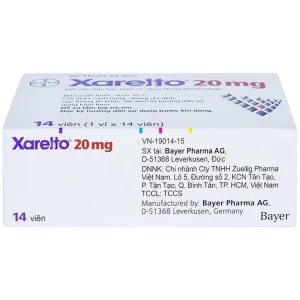 Thuốc Xarelto 20mg Bayer dự phòng đột quỵ và thuyên tắc mạch toàn thân (1 vỉ x 14 viên)