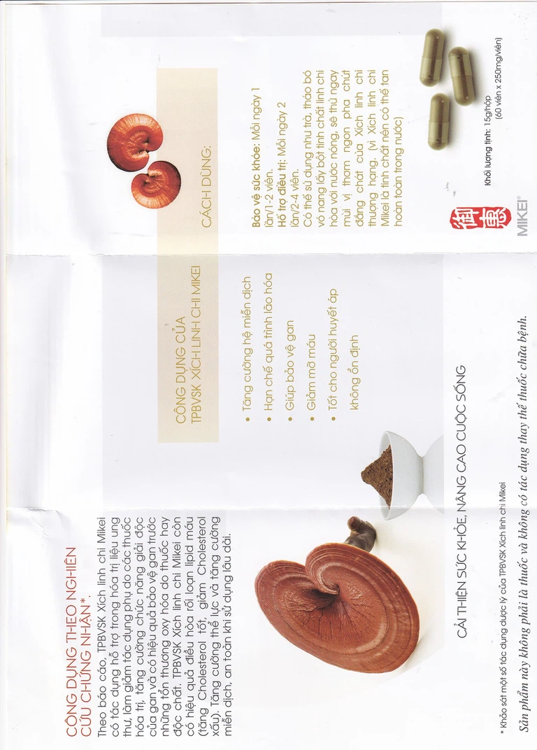 Viên nang Xích Linh Chi Mikei tăng cường hệ miễn dịch, hạn chế quá trình lão hóa, bảo vệ gan (6 vỉ x 10 viên)