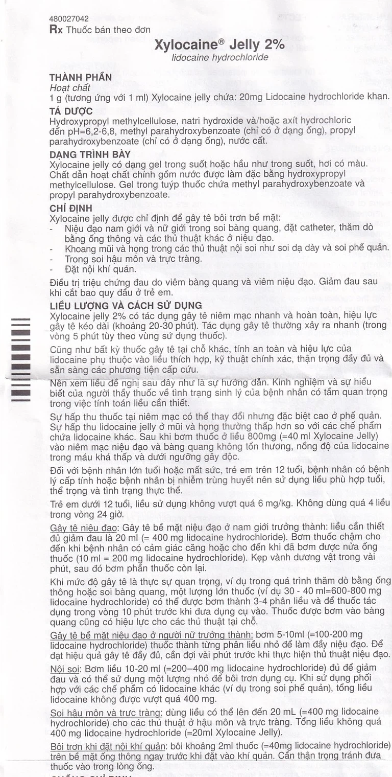 Gel Xylocaine Jelly 2% AstraZeneca gây tê bôi trơn bề mặt (30g)