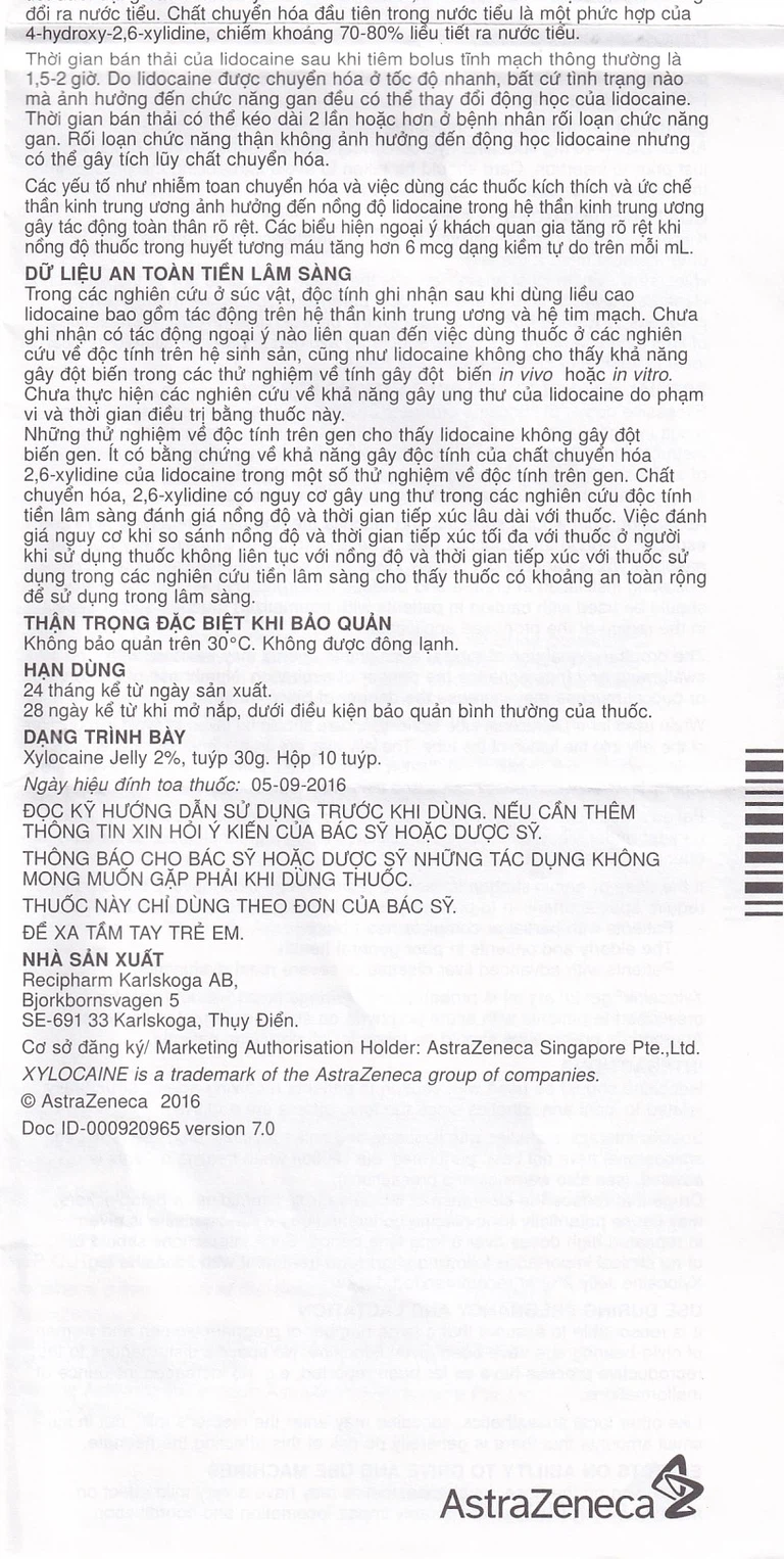 Gel Xylocaine Jelly 2% AstraZeneca gây tê bôi trơn bề mặt (30g)
