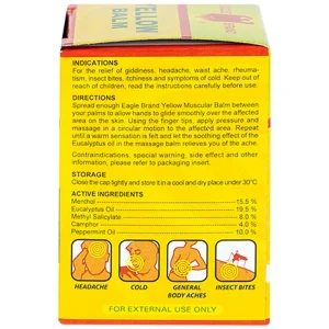 Cao vàng Con Ó Eagle Brand Yellow Balm Borden giảm đau đầu, choáng váng, chóng mặt, đau lưng (12 hộp x 20g)