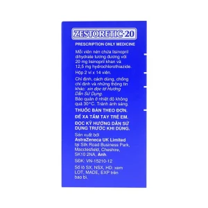 Thuốc Zestoretic-20 AstraZeneca điều trị tăng huyết áp nguyên phát (2 vỉ x 14 viên)