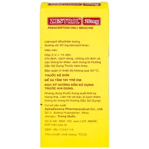 Thuốc Zestril 20mg AstraZeneca điều trị tăng huyết áp, suy tim (2 vỉ x 14 viên)