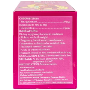 Cốm bổ Zinc-Kid Inmed Nam Hà hương dâu, bổ sung kẽm cho trẻ em (25 gói x 3g)