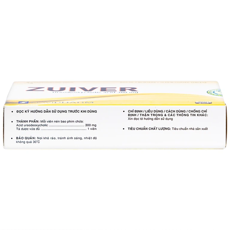 Thuốc Zuiver 300mg DaviPharm làm tan sỏi giàu cholesterol, điều trị sơ gan (3 vỉ x 10 viên)