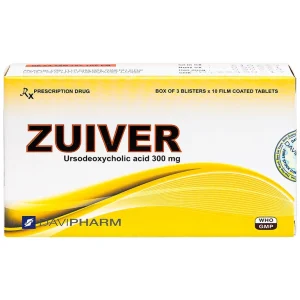 Thuốc Zuiver 300mg DaviPharm làm tan sỏi giàu cholesterol, điều trị sơ gan (3 vỉ x 10 viên)
