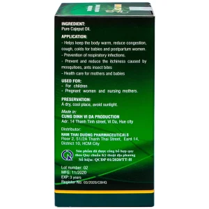 Tinh dầu tràm Bách Linh giữ ấm cơ thể, giảm ngạt mũi, ho, cảm lạnh (50ml)