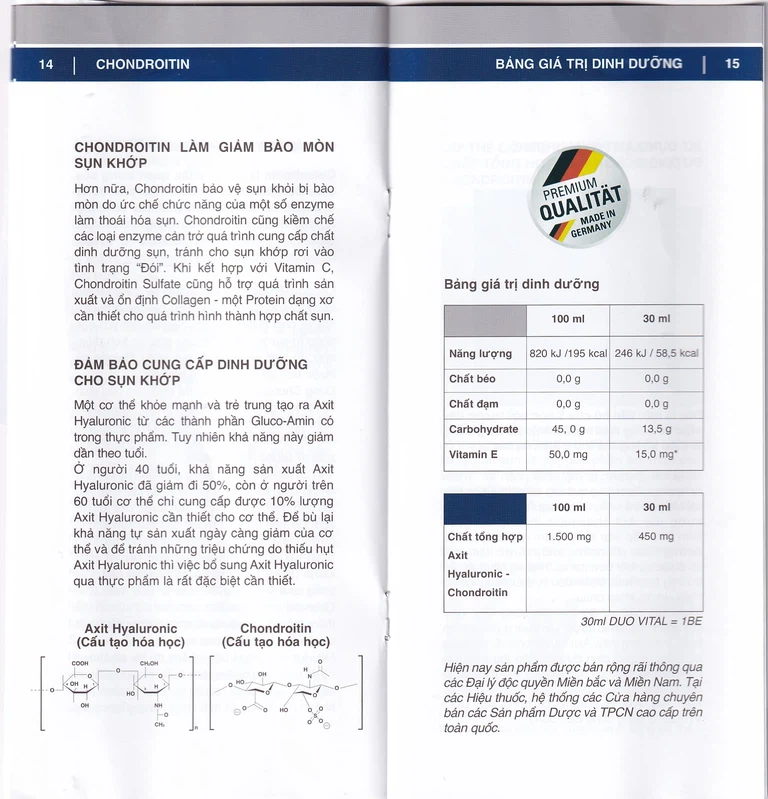 Dung dịch Duo Vital 500ml Gramme Revit giảm đau nhức khớp, thoái hoá khớp