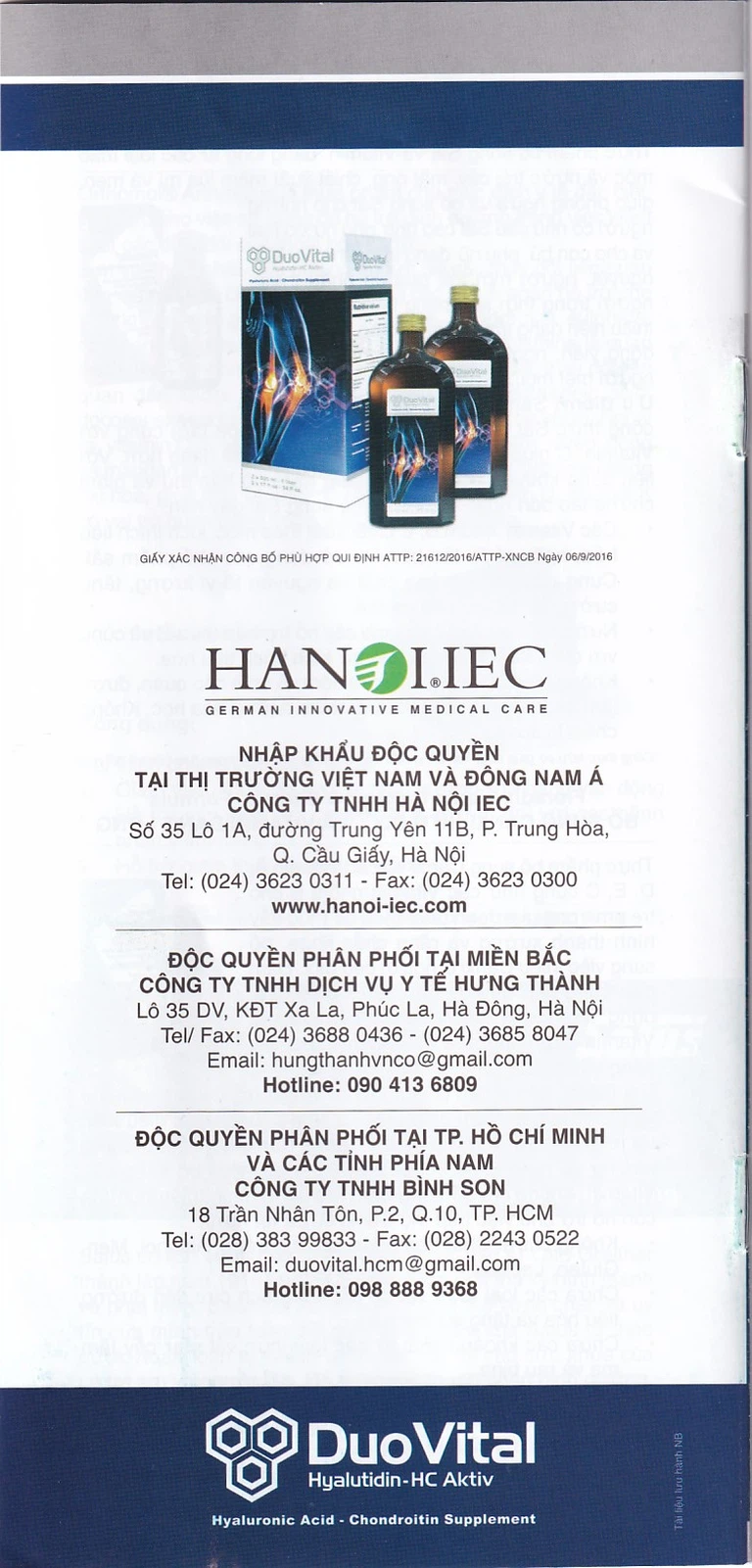 Dung dịch Duo Vital 500ml Gramme Revit giảm đau nhức khớp, thoái hoá khớp