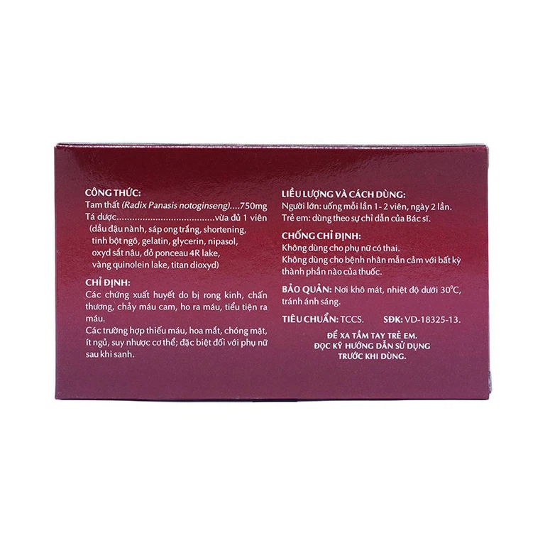 Thuốc Tam Thất OPC điều trị các chứng xuất huyết (2 vỉ x 10 viên)