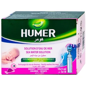 Dung dịch vệ sinh mũi Humer Urgo hỗ trợ vệ sinh mũi trong các bệnh tai mũi họng (18 ống x 5ml)