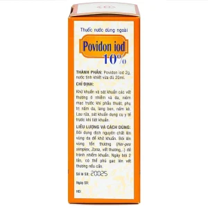 Thuốc nước dùng ngoài Povidon Iod 10% OPC sát khuẩn vết thương ô nhiễm và da (20ml)