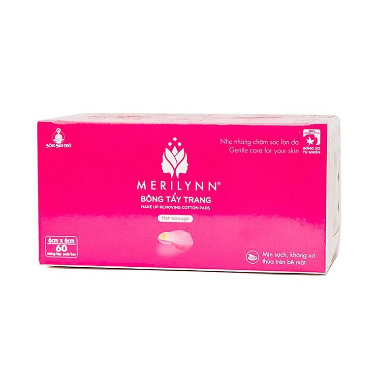 Bông tẩy trang Merilynn Bạch Tuyết mịn, thấm hút tốt, dễ dàng tách lớp (60 miếng)