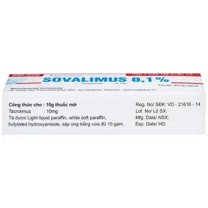 Thuốc mỡ Sovalimus 0.1% Hadiphar điều trị chàm cơ địa (10g)