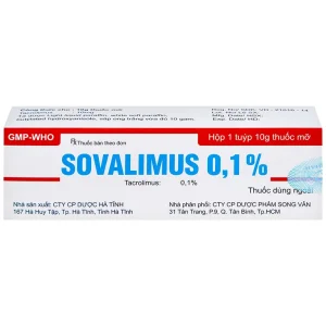 Thuốc mỡ Sovalimus 0.1% Hadiphar điều trị chàm cơ địa (10g)