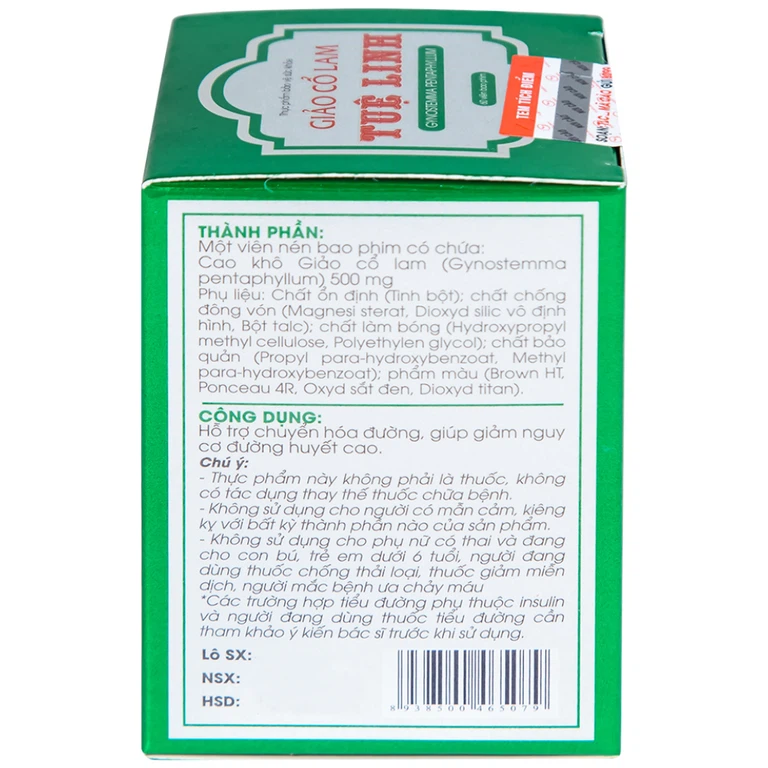 Viên uống Giảo Cổ Lam Tuệ Linh hỗ trợ chuyển hóa đường, giảm nguy cơ đường huyết cao (60 viên)