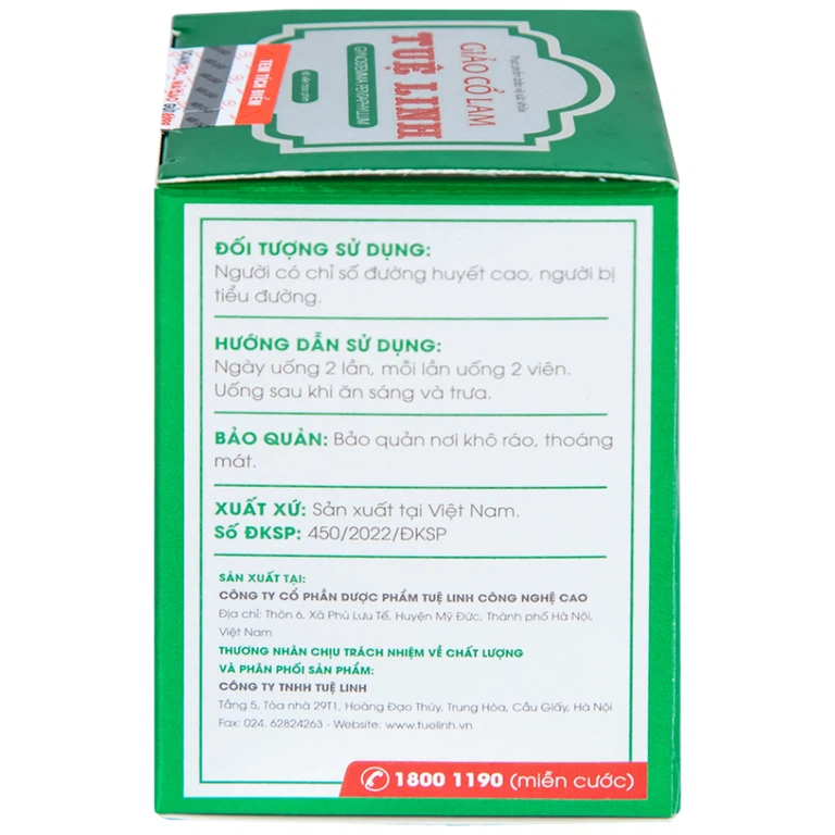 Viên uống Giảo Cổ Lam Tuệ Linh hỗ trợ chuyển hóa đường, giảm nguy cơ đường huyết cao (60 viên)