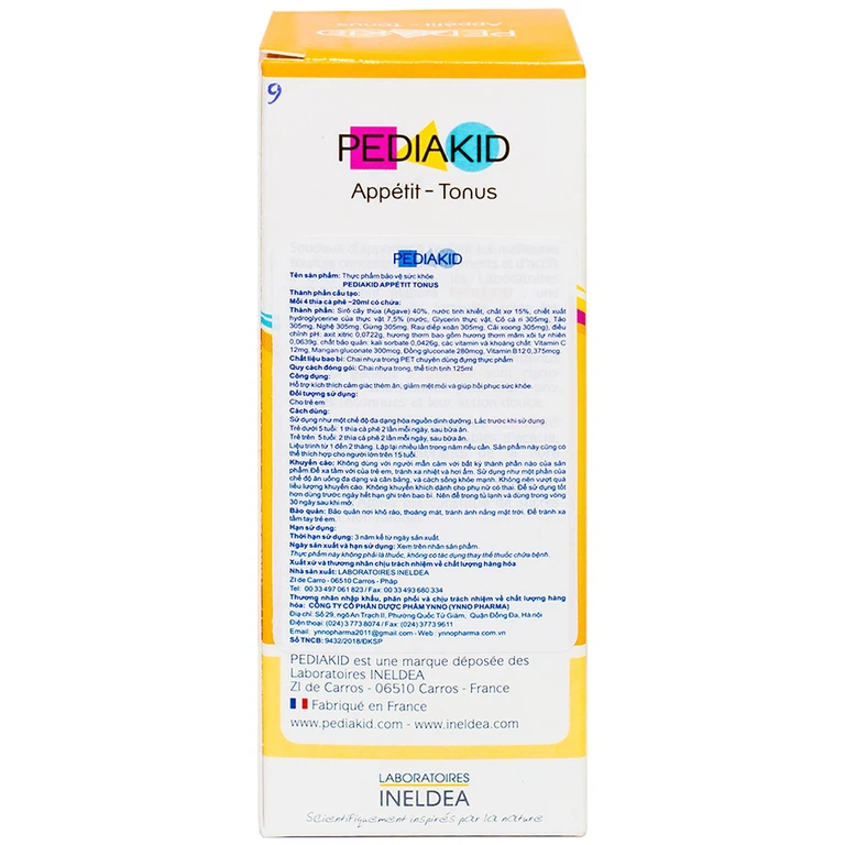 Siro Pediakid Appétit Tonus hỗ trợ kích thích cảm giác thèm ăn, giảm mệt mỏi (125ml)