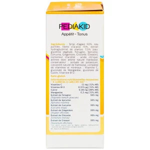 Siro Pediakid Appétit Tonus hỗ trợ kích thích cảm giác thèm ăn, giảm mệt mỏi (125ml)