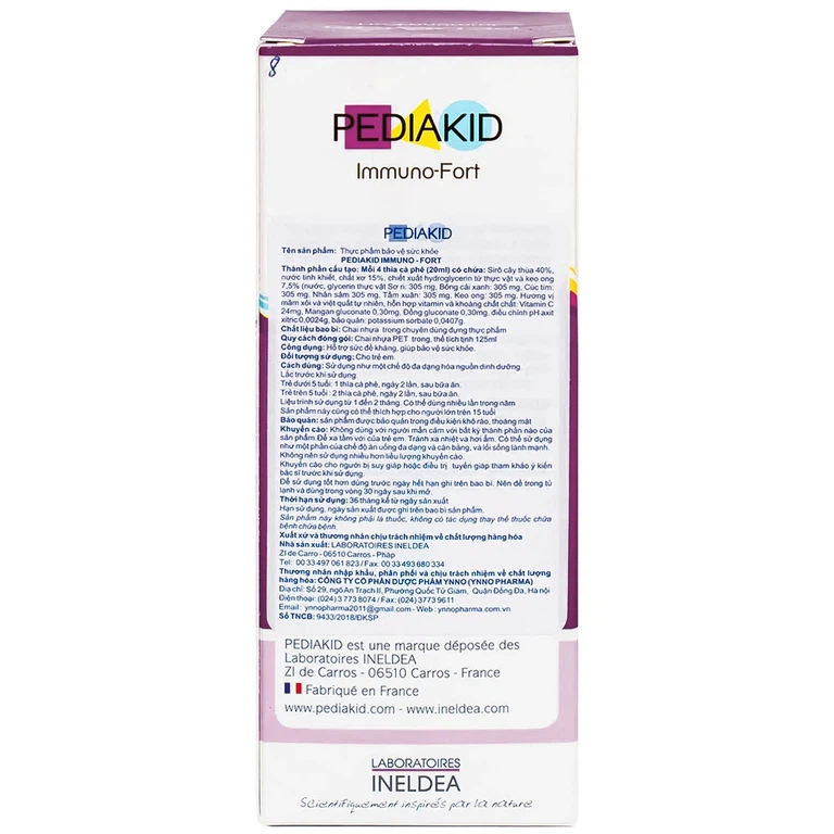 Siro Pediakid Immuno-Fort hỗ trợ tăng đề kháng, giúp bảo vệ sức khỏe (125ml)