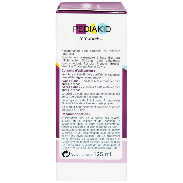 Siro Pediakid Immuno-Fort hỗ trợ tăng đề kháng, giúp bảo vệ sức khỏe (125ml)