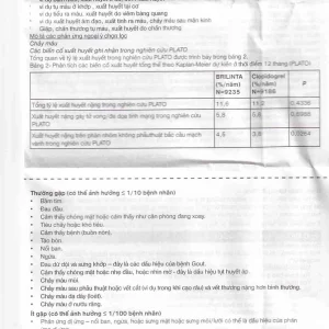 Thuốc Brilinta AstraZeneca giảm nguy cơ bị lên cơn đau tim , đột quỵ (6 vỉ x 10 viên)