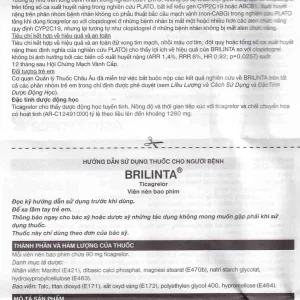 Thuốc Brilinta AstraZeneca giảm nguy cơ bị lên cơn đau tim , đột quỵ (6 vỉ x 10 viên)