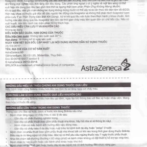Thuốc Brilinta AstraZeneca giảm nguy cơ bị lên cơn đau tim , đột quỵ (6 vỉ x 10 viên)
