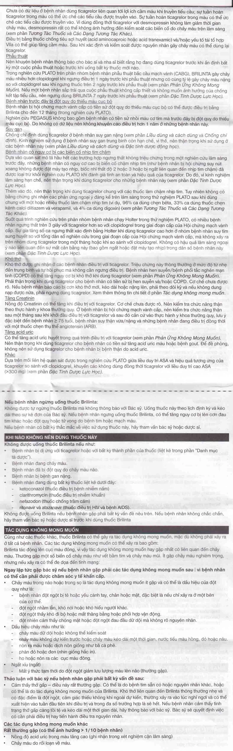 Thuốc Brilinta AstraZeneca giảm nguy cơ bị lên cơn đau tim , đột quỵ (6 vỉ x 10 viên)