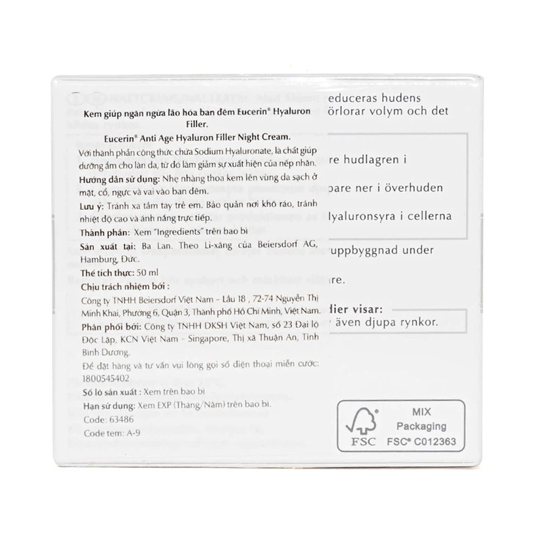 Kem ngăn ngừa lão hóa ban đêm Eucerin Hyaluron-Filler Night Cream (50ml)