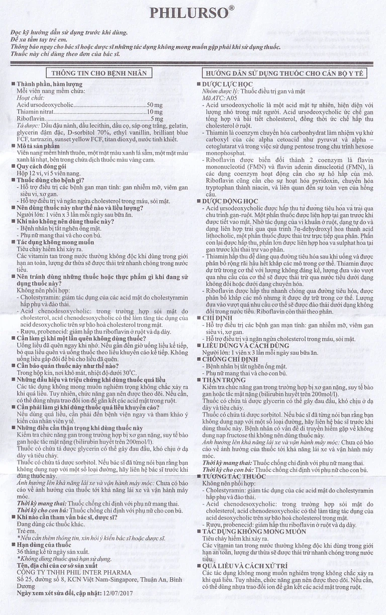Viên nang mềm Philurso Phil Inter Pharma điều trị bệnh gan mật (12 vỉ x 5 viên)
