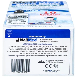 Bộ dụng cụ 1 bình + 10 gói bột rửa mũi NeilMed Sinus Rinse làm sạch và ngăn ngừa chứng viêm mũi dị ứng