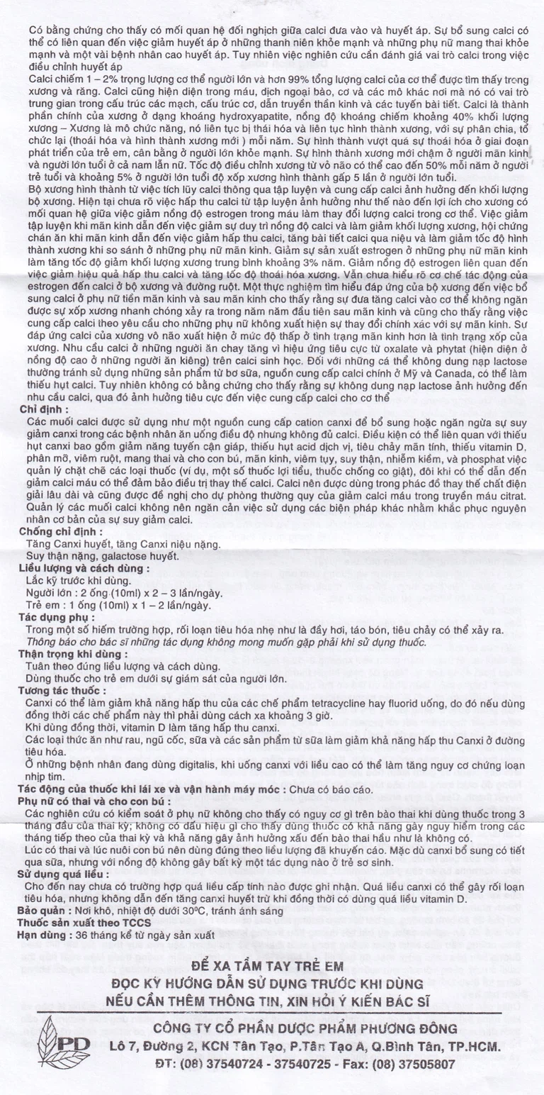 Dung dịch uống Mumcal 500mg Phương Đông bổ sung Canxi cho phụ nữ mang thai (20 ống x 10ml)