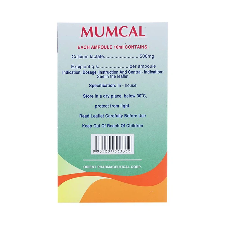 Dung dịch uống Mumcal 500mg Phương Đông bổ sung Canxi cho phụ nữ mang thai (20 ống x 10ml)