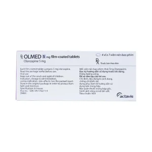 Viên nén Olmed 5mg Actavis điều trị bệnh tâm thần phân liệt (4 vỉ x 7 viên)