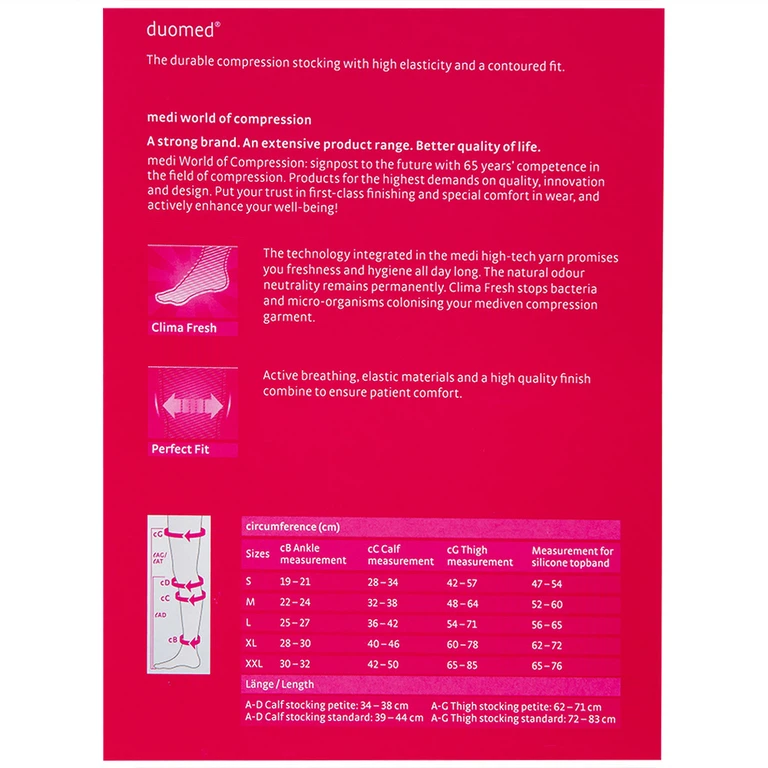Vớ gối y khoa Duomed size M hỗ trợ điều trị suy tĩnh mạch, phù chân, đau nhức chân