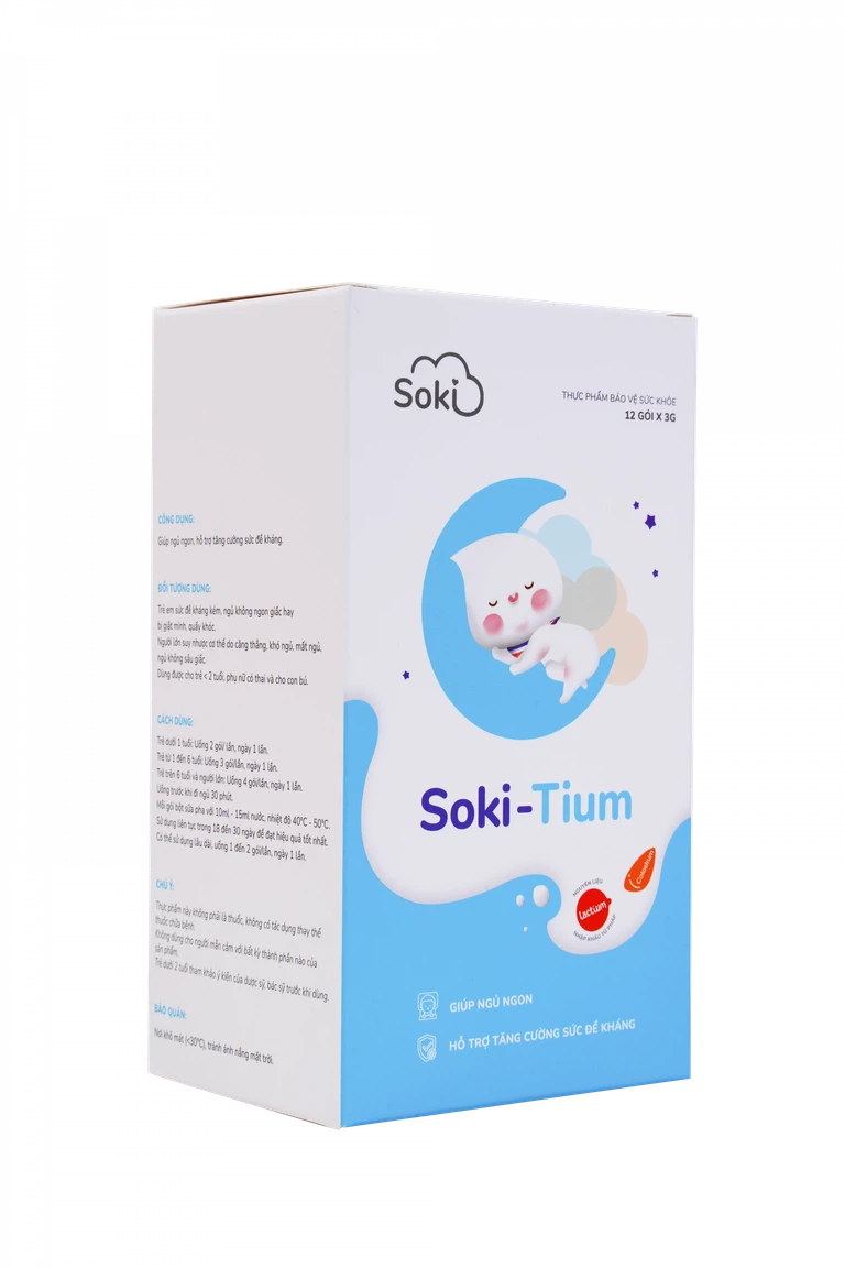 Bột hòa tan Soki-Tium giúp ngủ ngon, tăng sức đề kháng (12 gói x 3g)