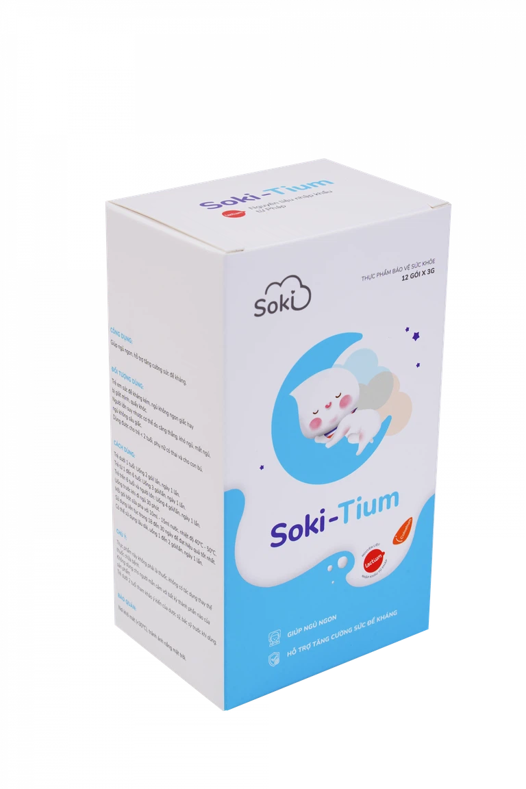 Bột hòa tan Soki-Tium giúp ngủ ngon, tăng sức đề kháng (12 gói x 3g)