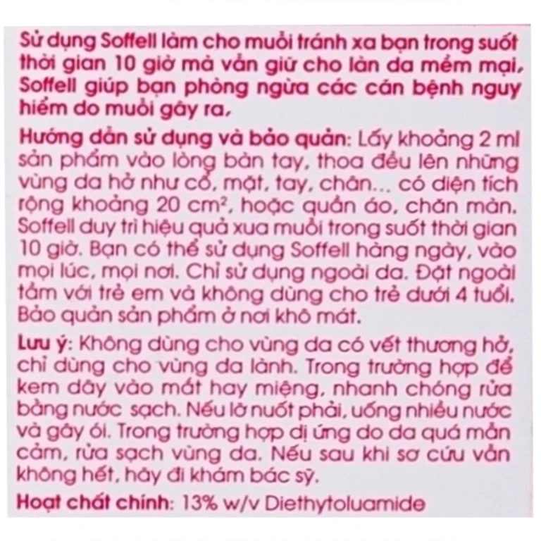 Kem xua muỗi Soffell hương hoa giúp chống muỗi trong suốt 10 giờ (60ml)