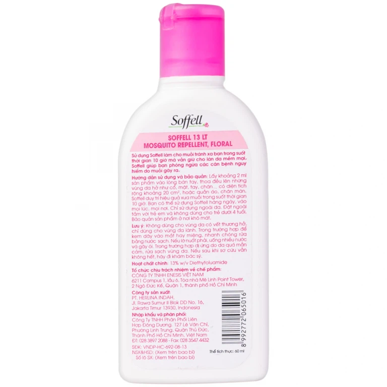 Kem xua muỗi Soffell hương hoa giúp chống muỗi trong suốt 10 giờ (60ml)